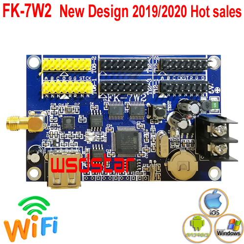 FK-7W2 WIFI LED 컨트롤러 카드 2 * HUB08 & 4 * HUB12 1536*32 단색 듀얼 컬러 LED 컨트롤러 카드 FK-6W2 교체